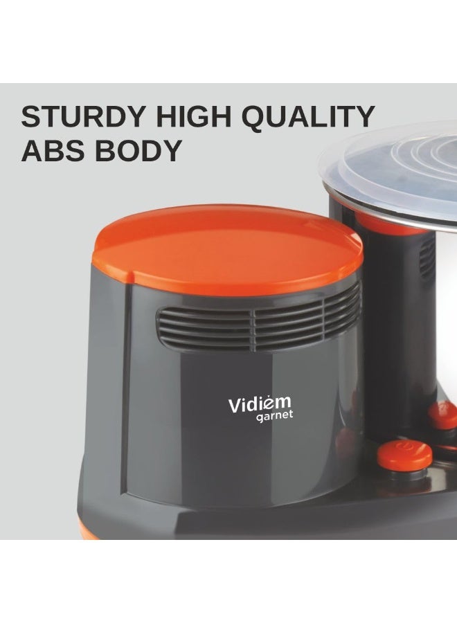 فيديم Vidiem Garnet Plus 2L Table Top Wet Grinder with High Torque Motor | Heavy Duty Stainless Steel Drum & Stone Rollers | 5-Year Motor Warranty | Anti-Slip Belt & Transparent Lid - Image 3